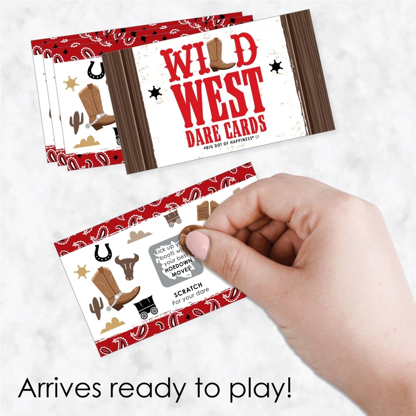 Western Hoedown - Wild West Cowboy Party Game Scratch Off Dare Cards - 22 Count