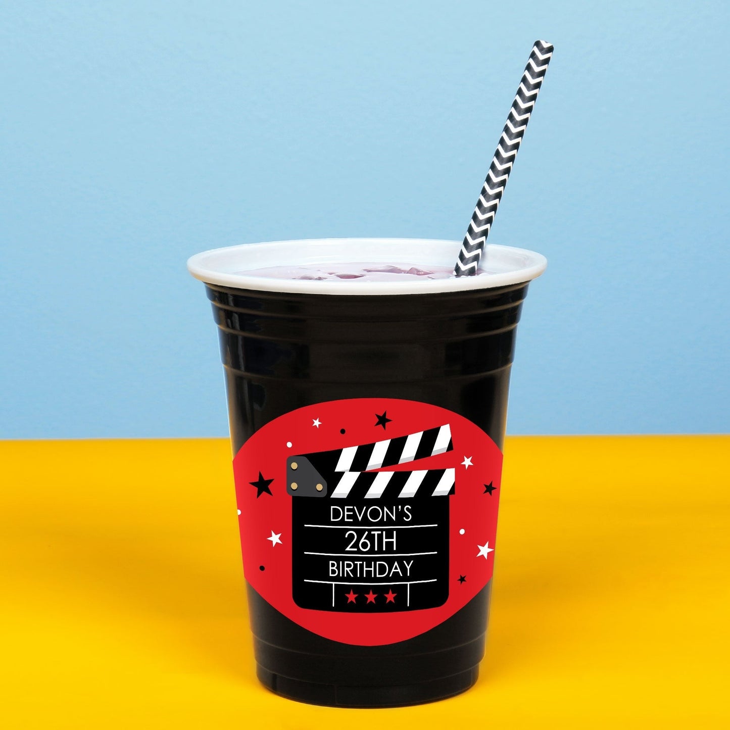 Custom Text Party Cups - Movie Night - 16 Ct