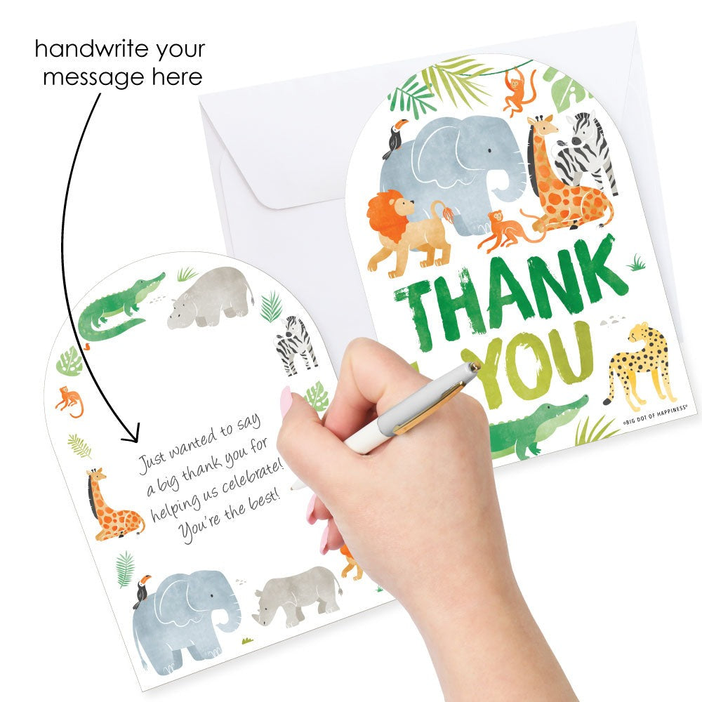 Safari Animals Thank You Cards - 12 Ct
