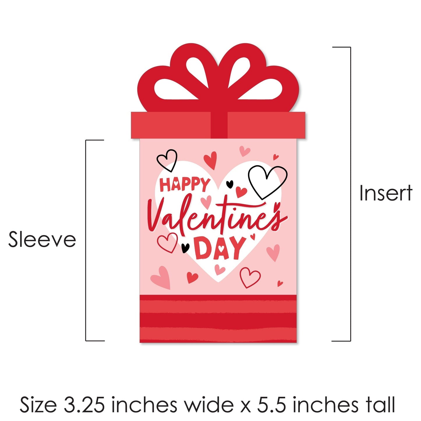 Assorted Happy Valentine's Day - Valentine Hearts Party Money and Gift Card Sleeves - Nifty Gifty Card Holders - Set of 8