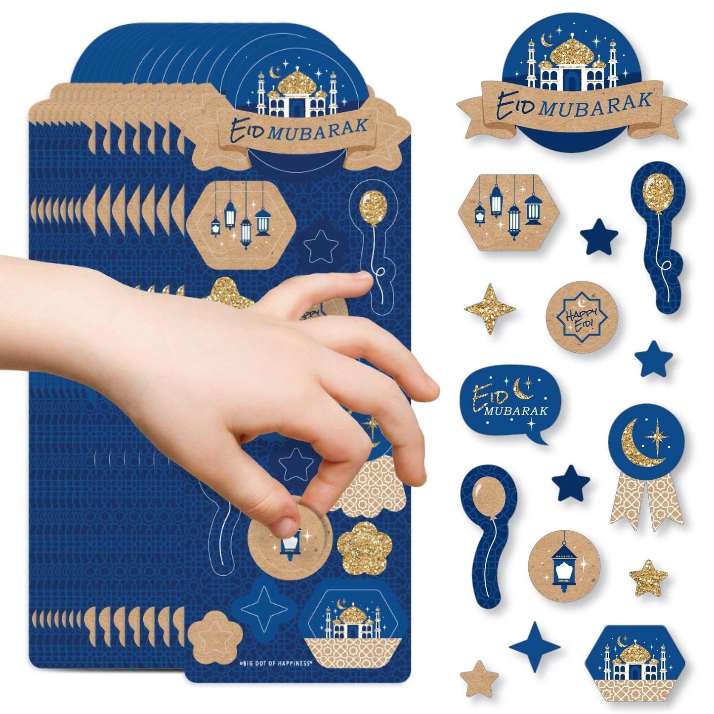 Ramadan - Eid Mubarak Party Favor Kids Stickers - 16 Sheets - 256 Stickers