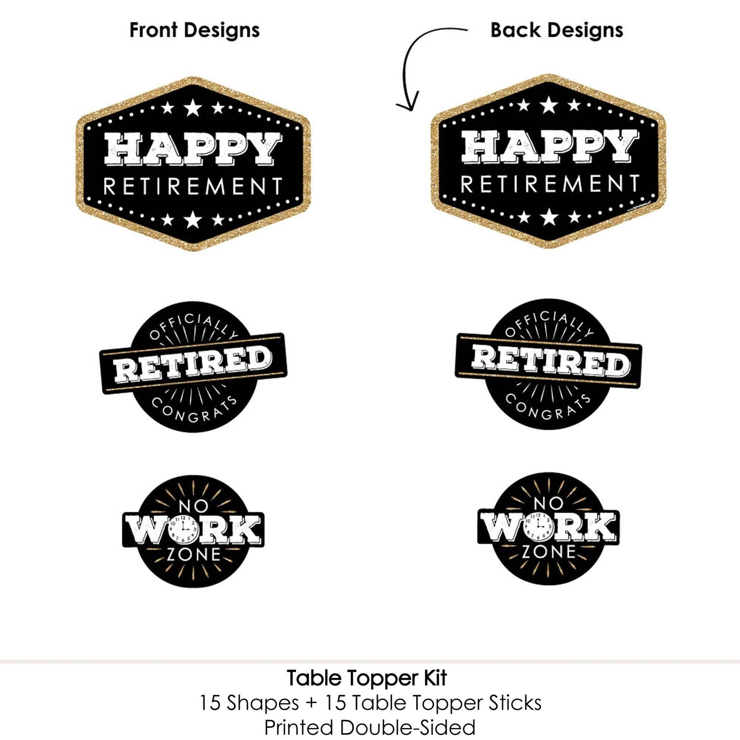 Happy Retirement - Retirement Party Centerpiece Sticks - Table Toppers - Set of 15