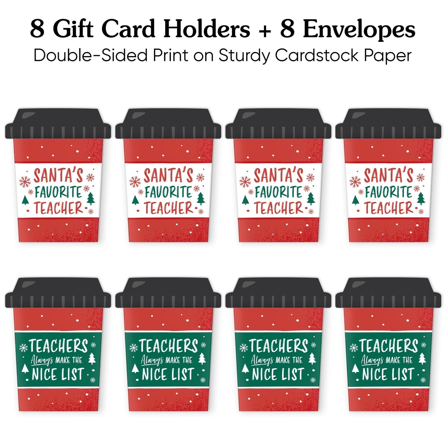 Assorted Teacher Holiday Presents Nifty Gifty Card Holders - 8 Ct