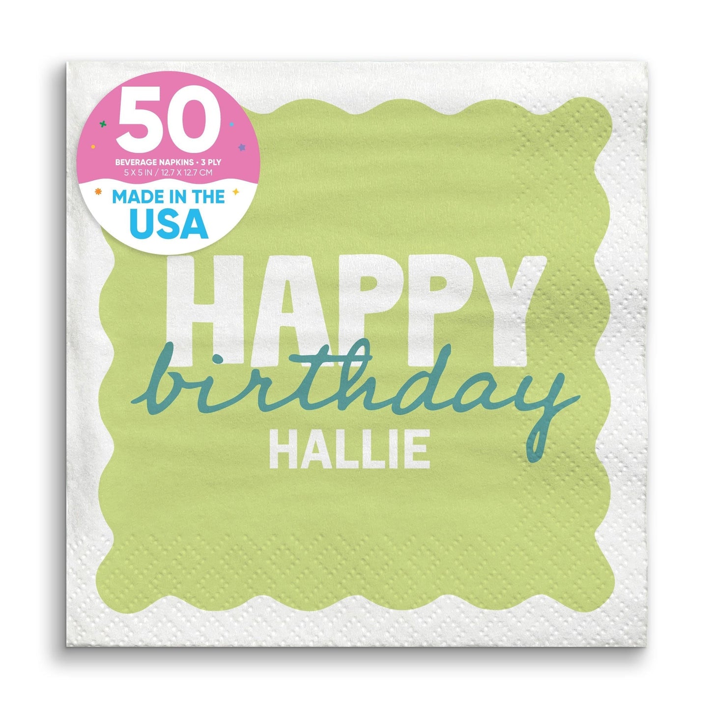 Custom Text Napkins - Wavy Birthday
