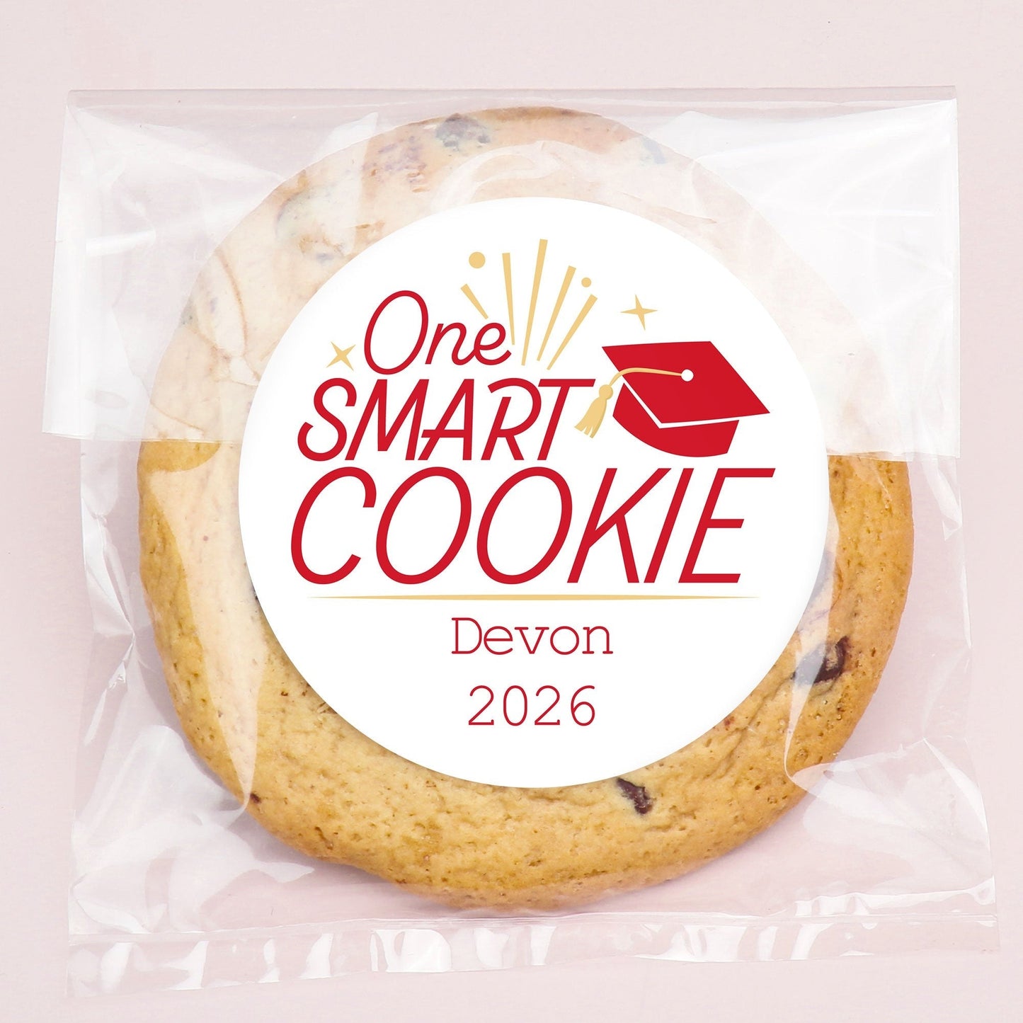 Custom Text Stickers & Clear Cookie Bags - Red Grad - 100 Ct
