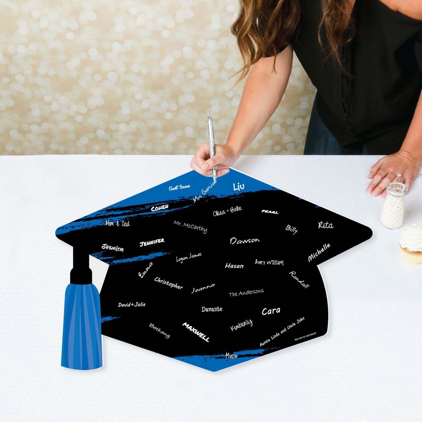 Blue Grad - Best is Yet to Come - Grad Cap Guest Book Sign - Royal Blue Graduation Party Guestbook Alternative - Signature Mat