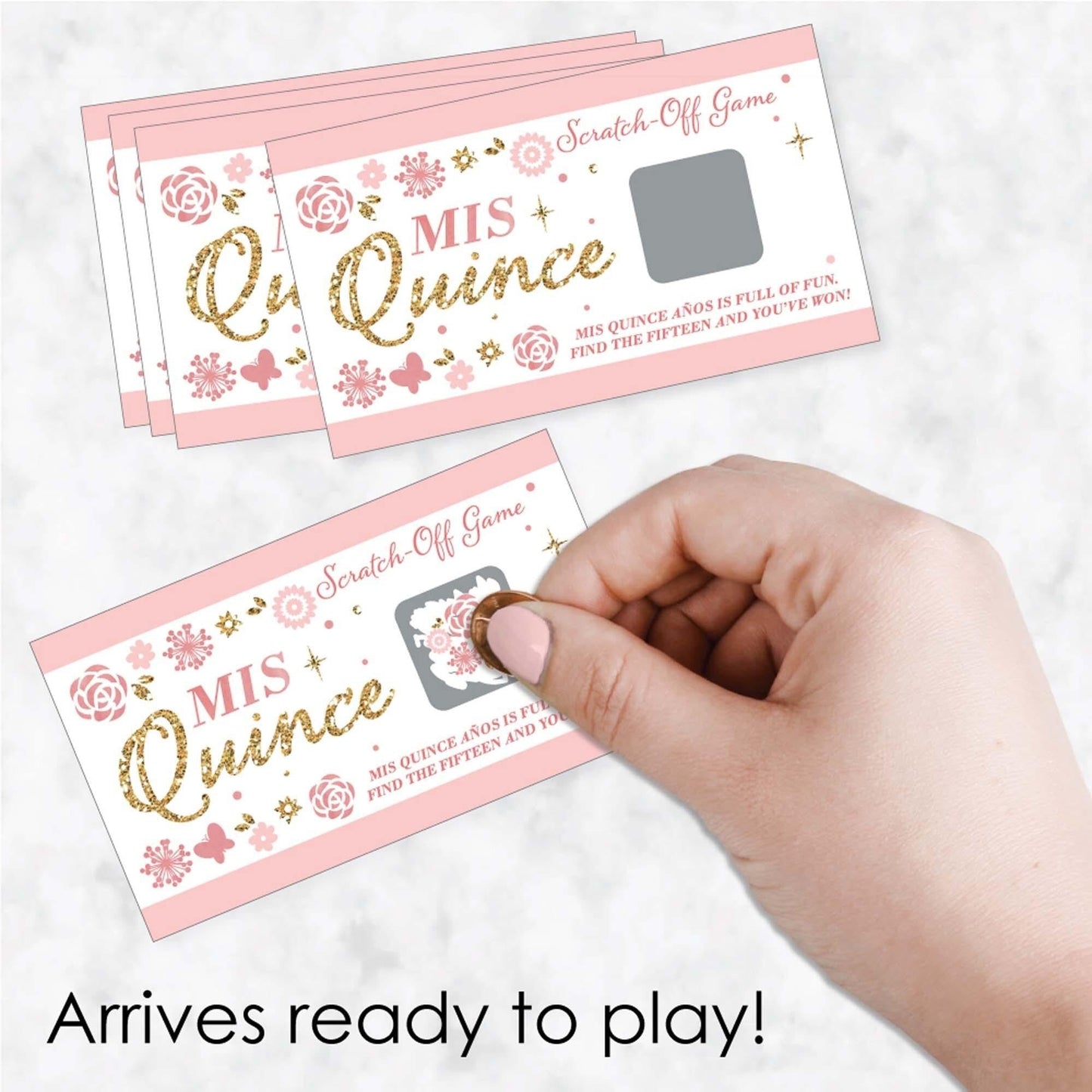 Mis Quince Anos - Quinceanera Sweet 15 Birthday Party Game Scratch Off Cards - 22 ct