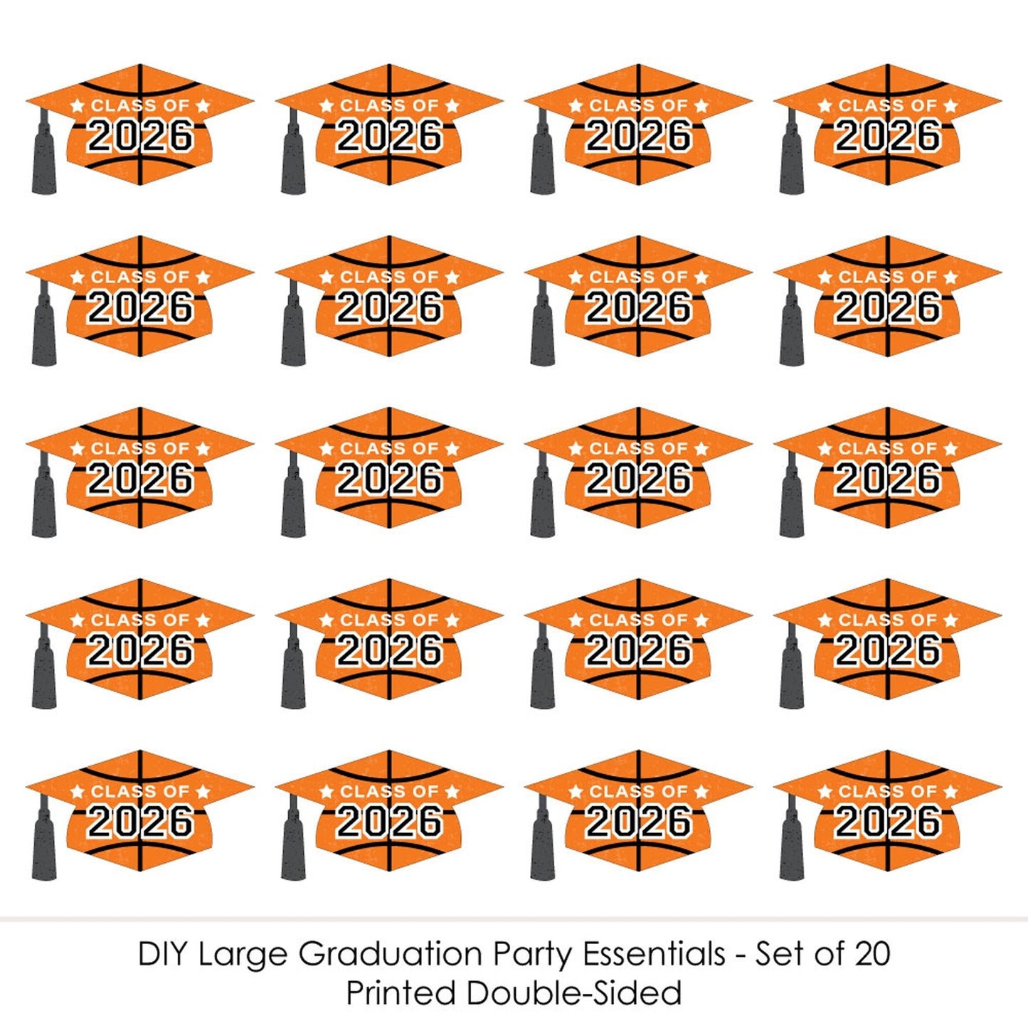 Grad Basketball - Grad Cap Decorations DIY 2026 Graduation Large Party Essentials - Set of 20