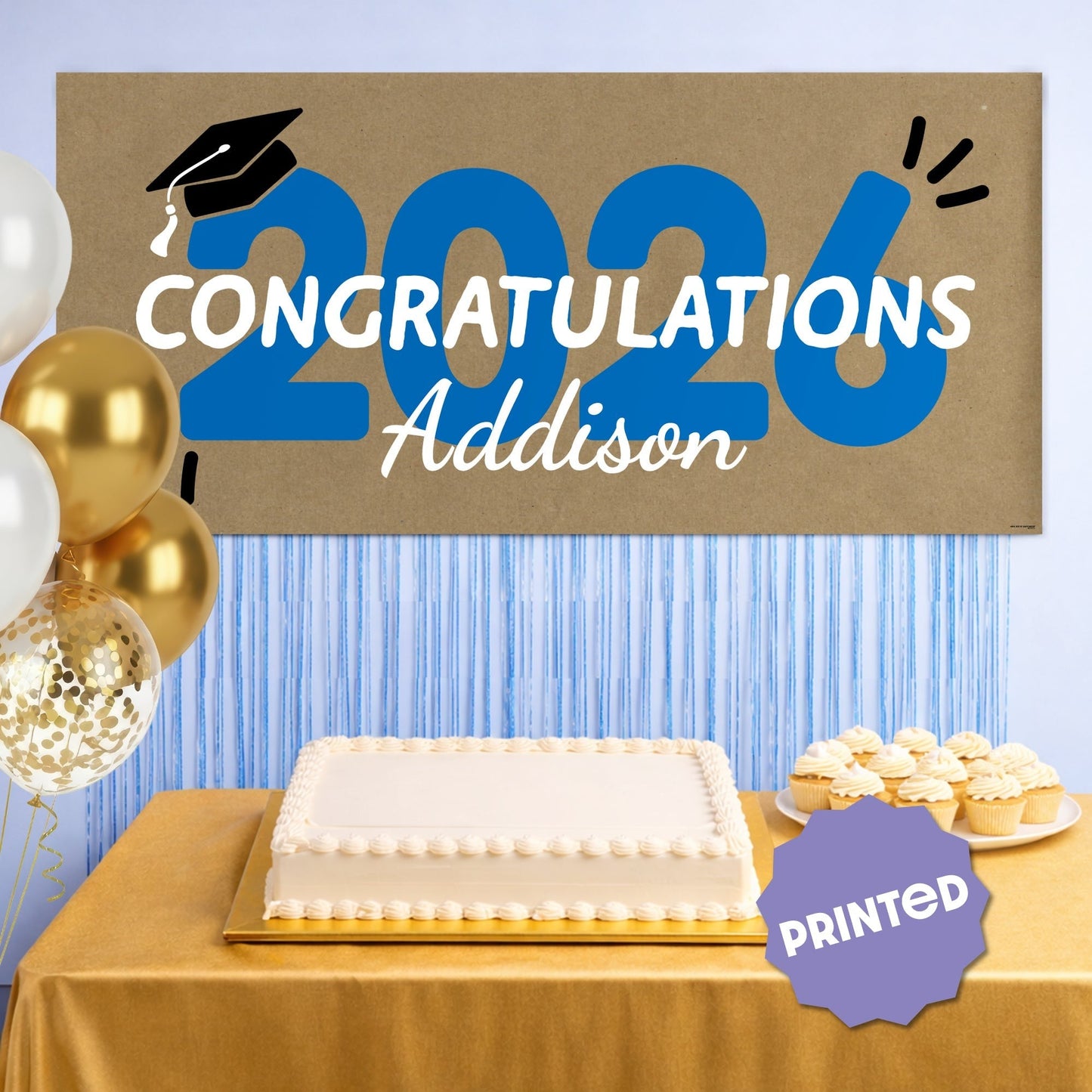 Custom Text Blue 2026 Grad Kraft Banner