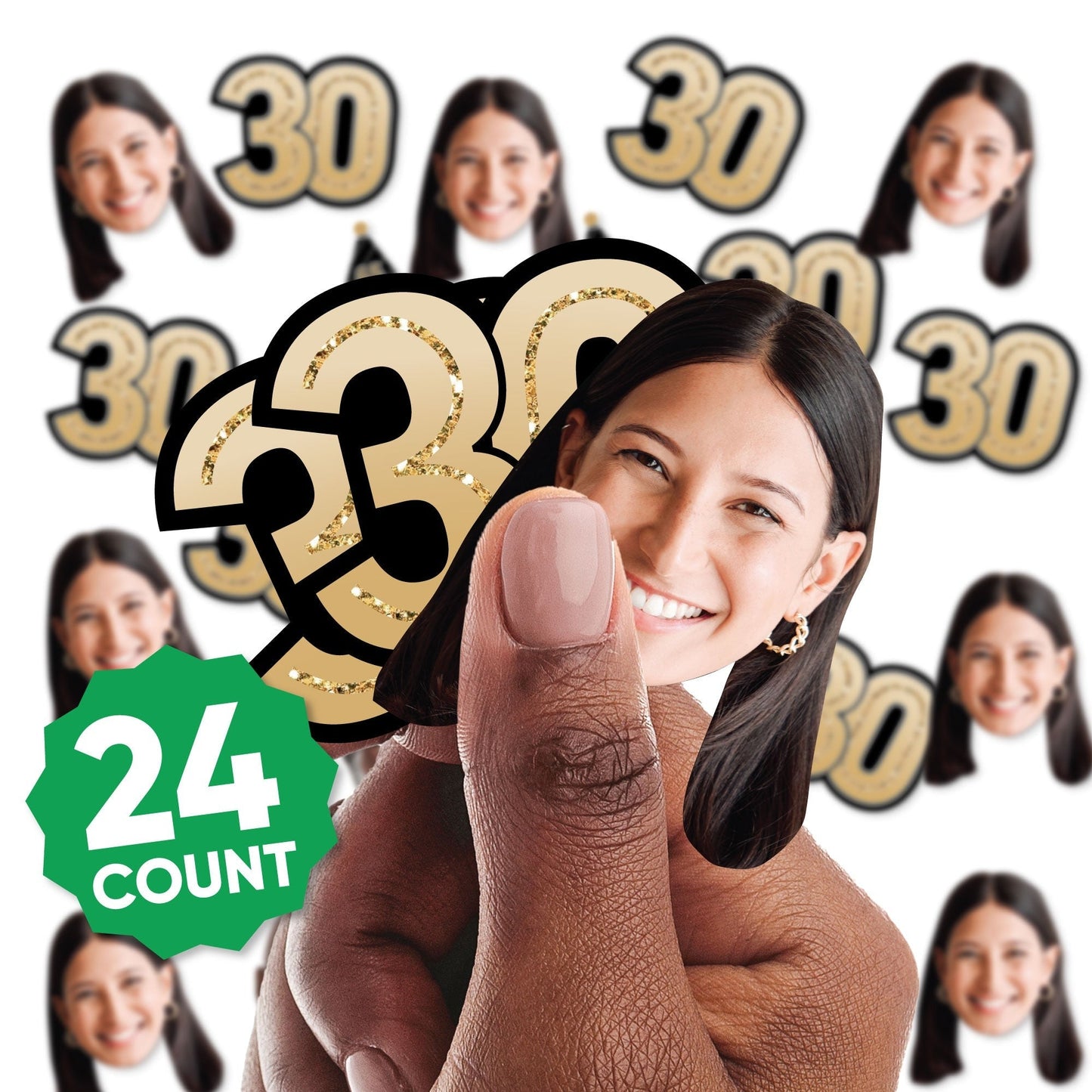 Custom Photo 30th Birthday Cut-Outs - 24 Ct
