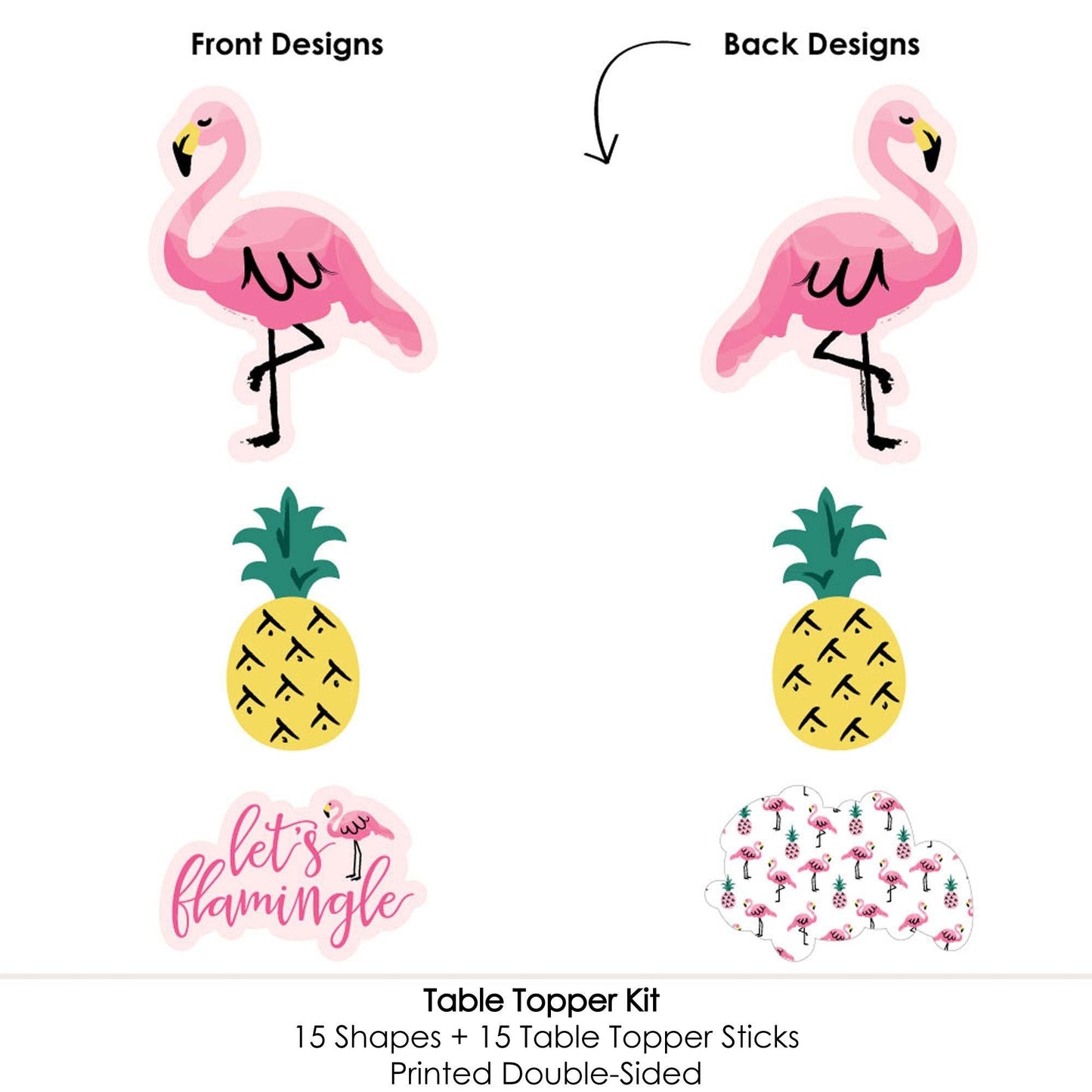 Pink Flamingo - Baby Shower or Birthday Party Like a Pineapple - Party Centerpiece Sticks - Table Toppers - Set of 15