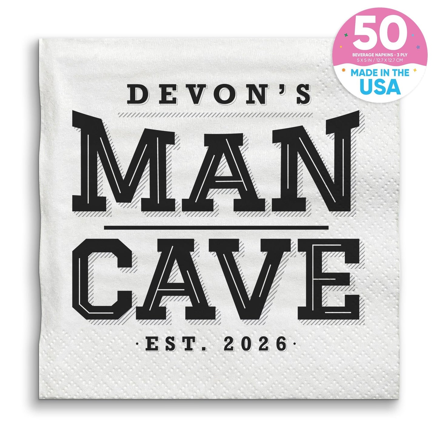 Custom Text - Man Cave Napkins - 50 Ct