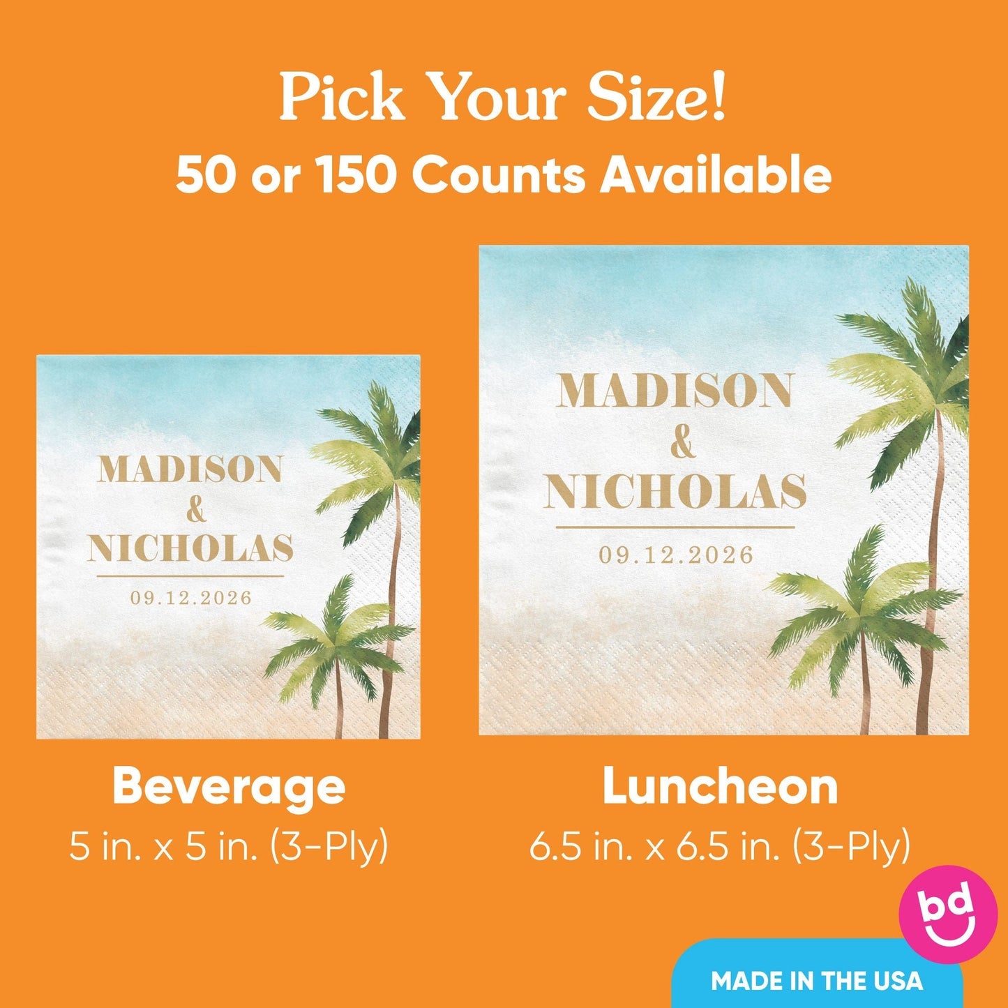 Custom Text - Beach Wedding Napkins