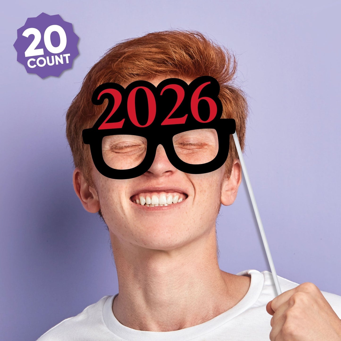 Red Grad - 2026 Graduation Party Photo Booth Props Kit - 20 Count