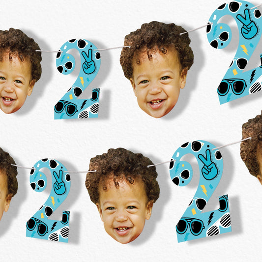 Custom Face Two Cool Boy Garland Banner