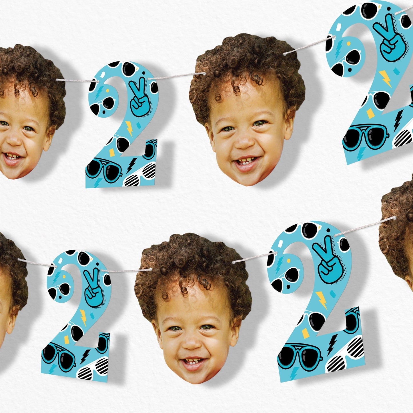 Custom Face Two Cool Boy Garland Banner