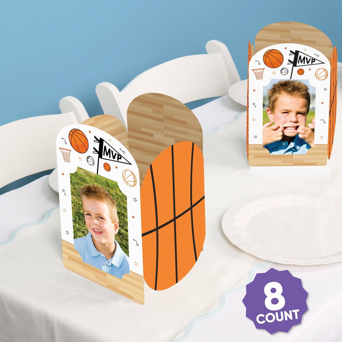 Basketball Photo Centerpieces - 8 Ct
