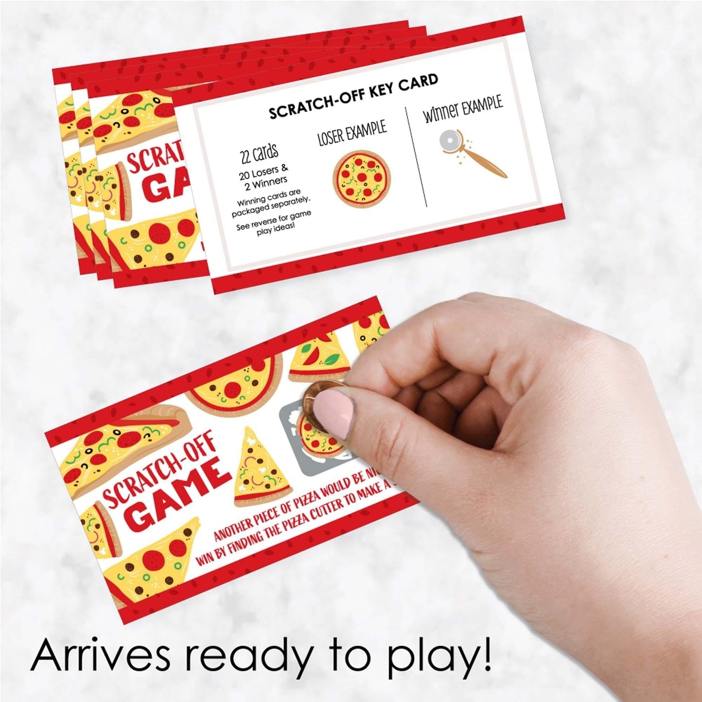 Pizza Party Time - Baby Shower or Birthday Party Game Scratch Off Cards - 22 ct