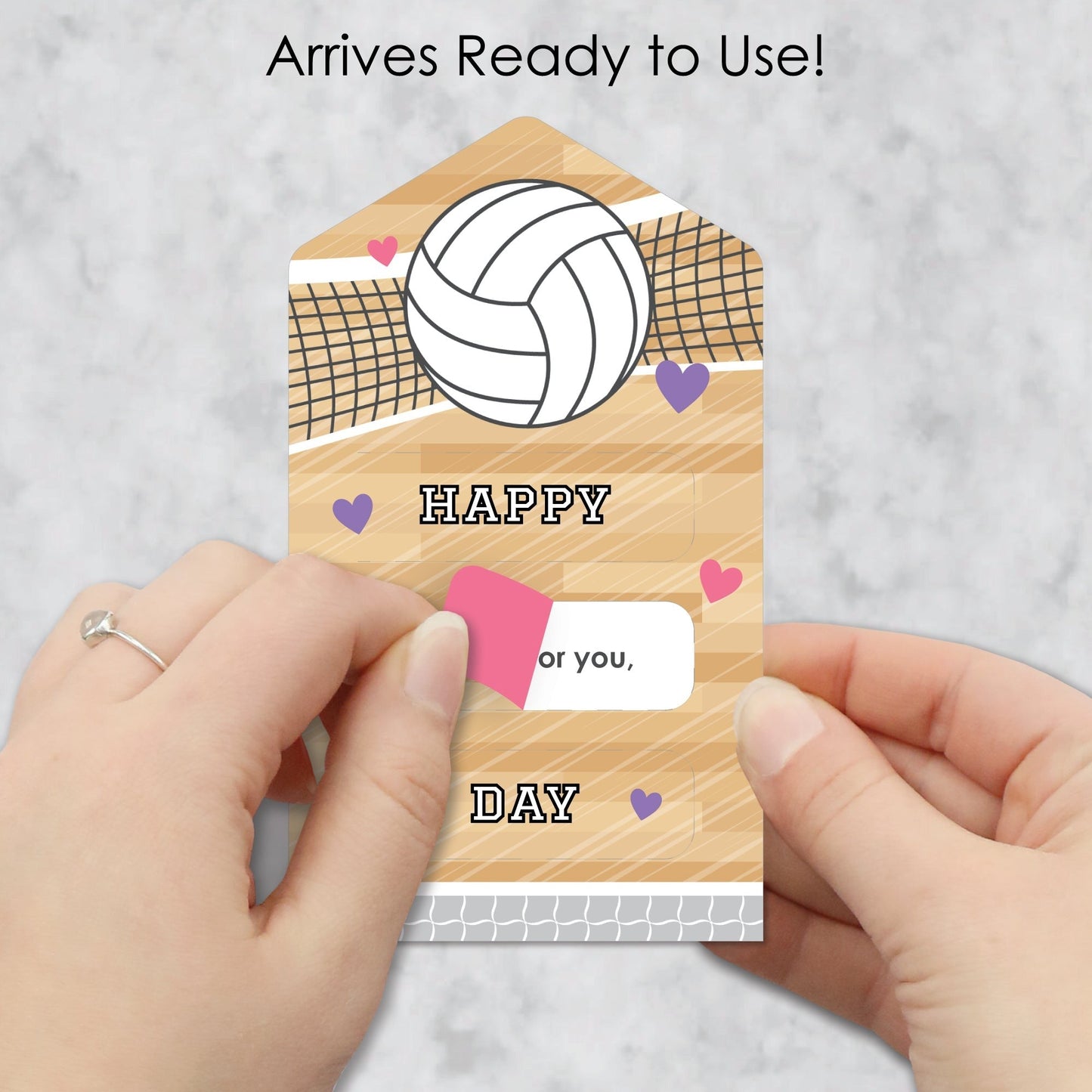 Bump, Set, Spike - Volleyball - Cards for Kids - Happy Valentine’s Day Pull Tabs - Set of 12