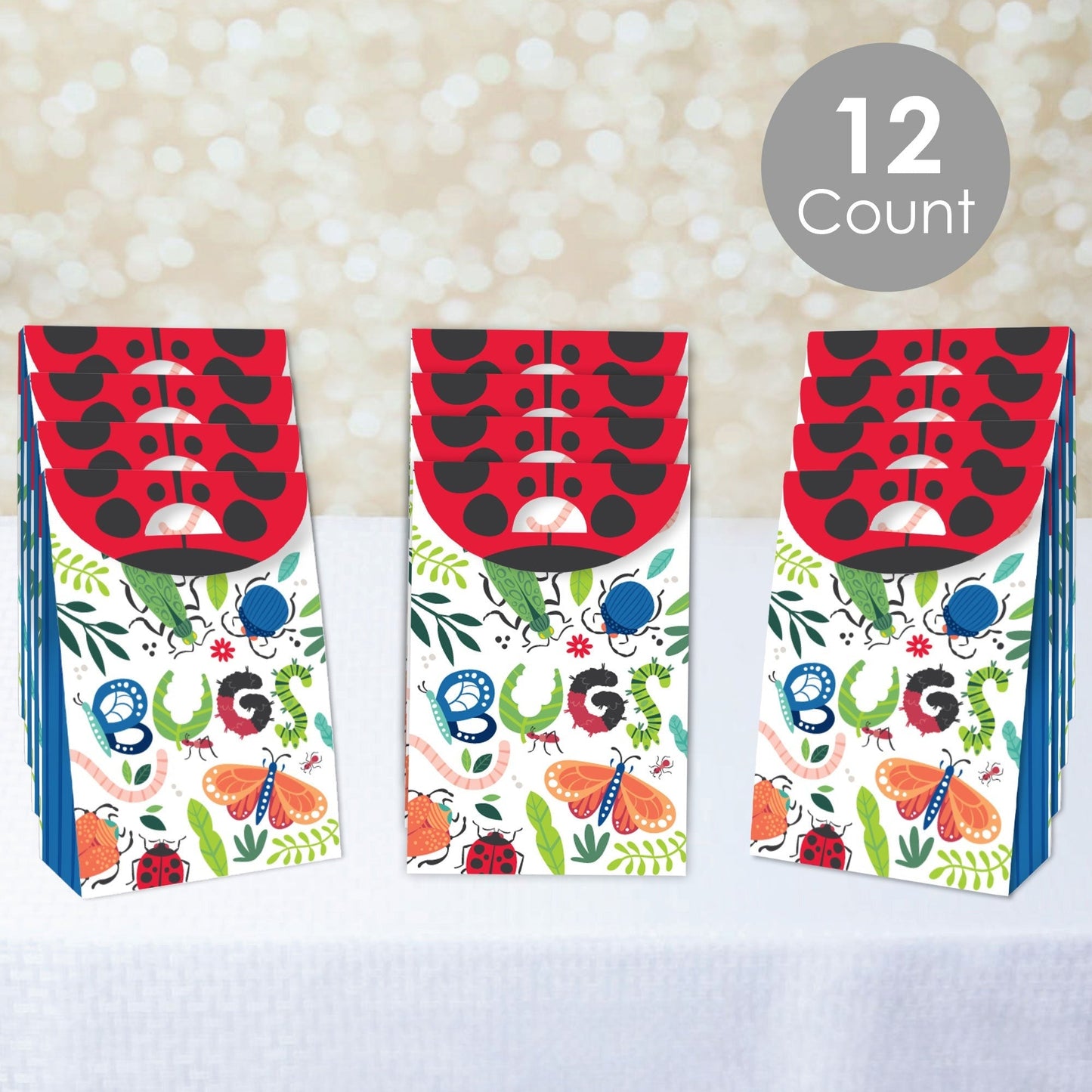 Buggin' Out - Bugs Birthday Gift Favor Bags - Party Goodie Boxes - Set of 12
