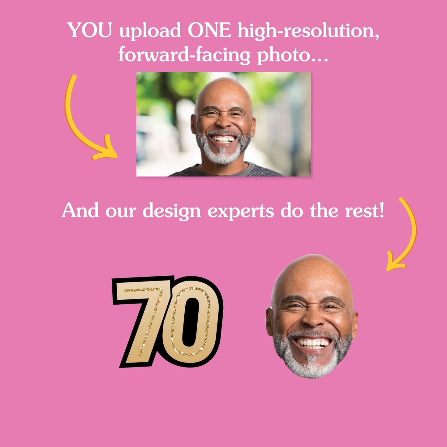 Custom Photo 70th Birthday Cut-Outs - 24 Ct