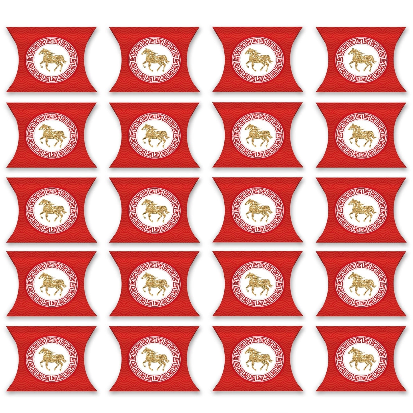 Chinese New Year - Favor Gift Boxes - 2026 Year of the Horse Petite Pillow Boxes - Set of 20