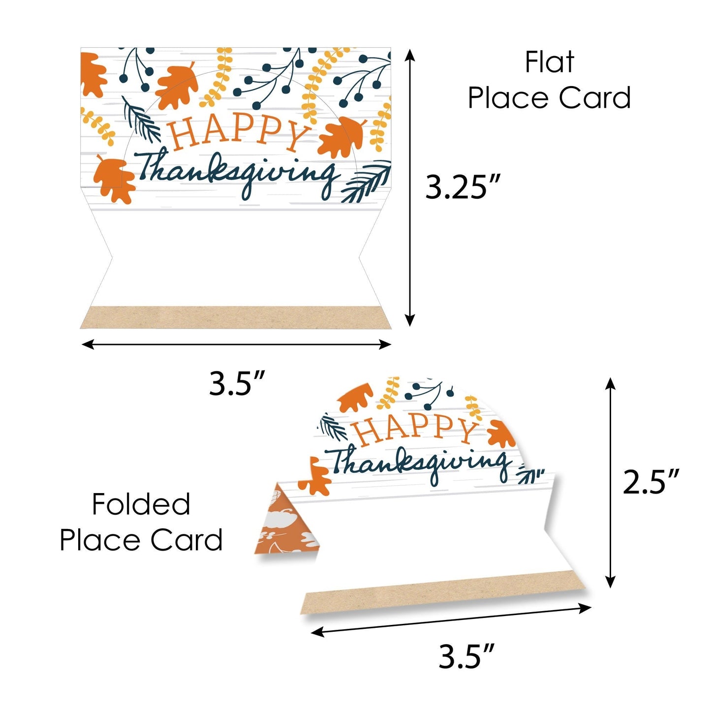 Happy Thanksgiving - Fall Harvest Party Tent Buffet Card - Table Setting Name Place Cards - Set of 24