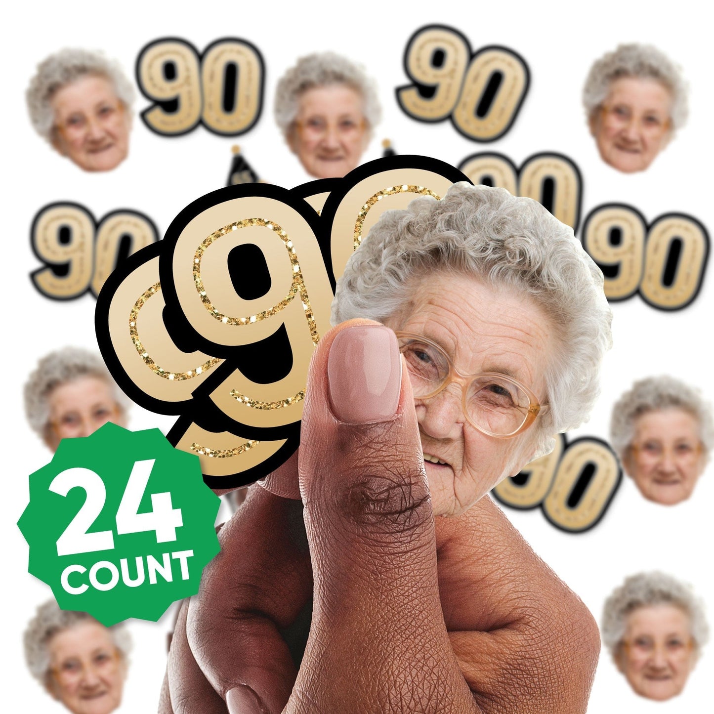 Custom Photo 90th Birthday Cut-Outs - 24 Ct