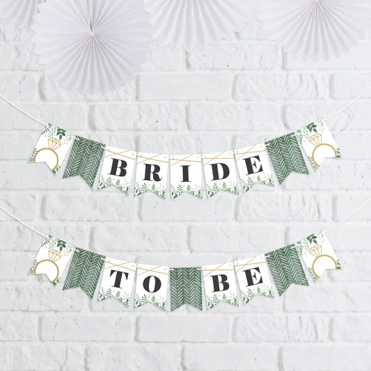 Boho Botanical Bride - Greenery Bridal Shower and Wedding Party Mini Pennant Banner - Bride To Be