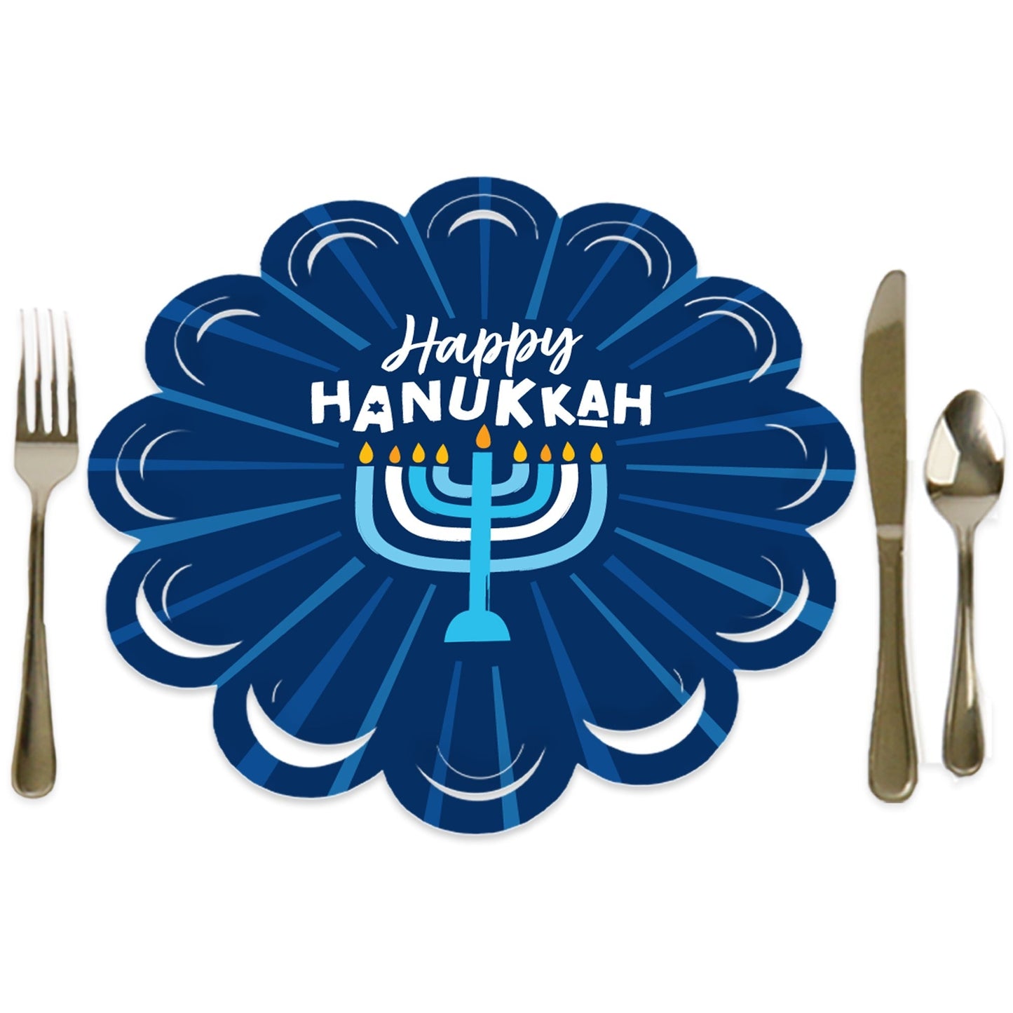 Hanukkah Menorah - Chanukah Holiday Party Round Table Decorations - Paper Chargers - Place Setting For 12