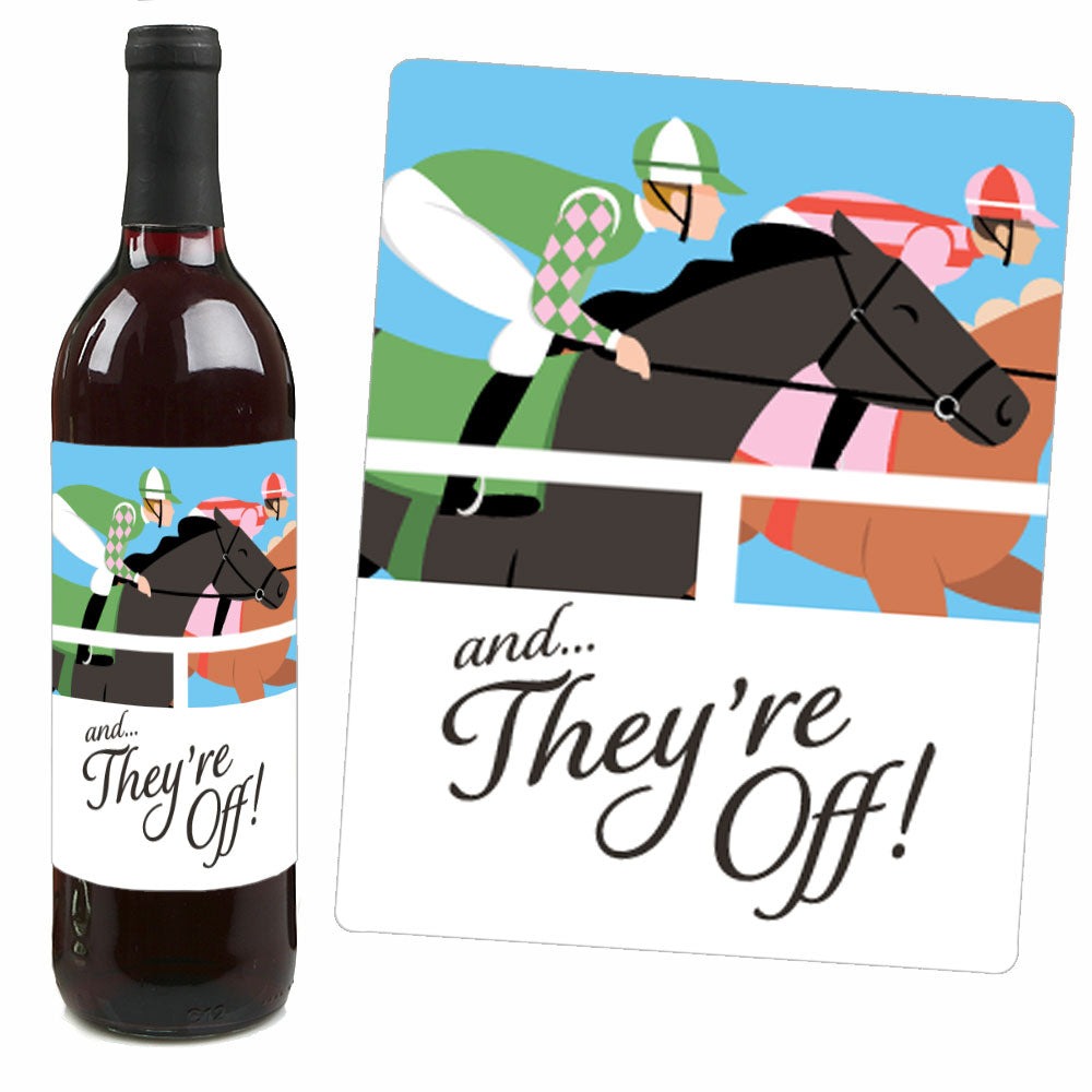 Derby Horse Race Wine Bottle Stickers - 4 Ct