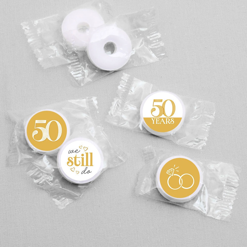 50th Wedding Anniversary Candy Stickers - 1 Sheet of 108