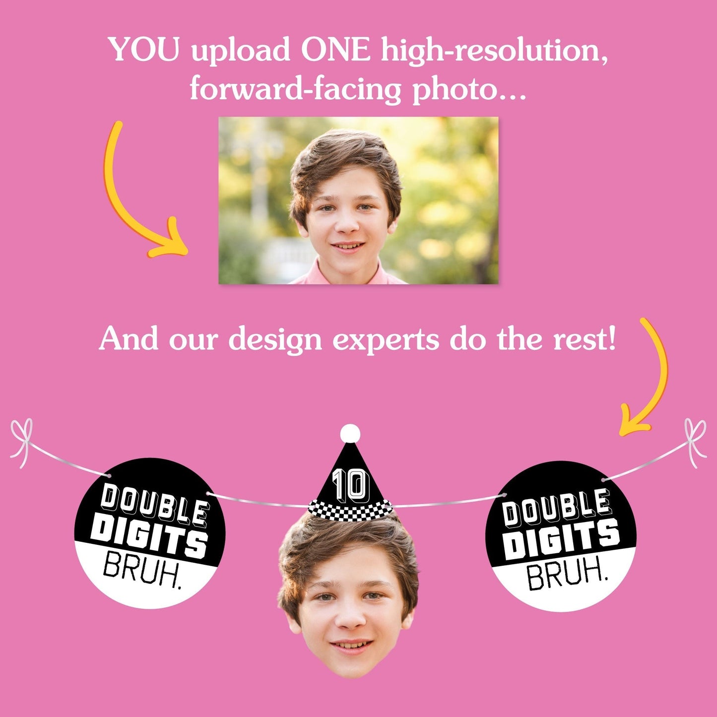 Custom Face Garland Banner - 10th Birthday Bruh