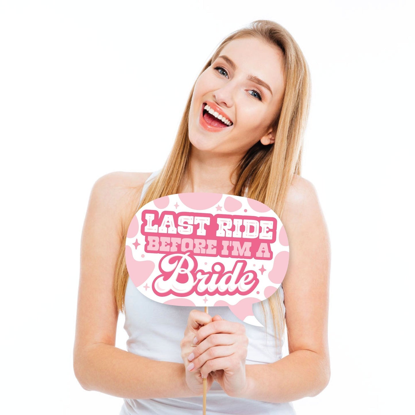 Funny Last Rodeo - Pink Cowgirl Bachelorette Party Photo Booth Props Kit - 10 Piece