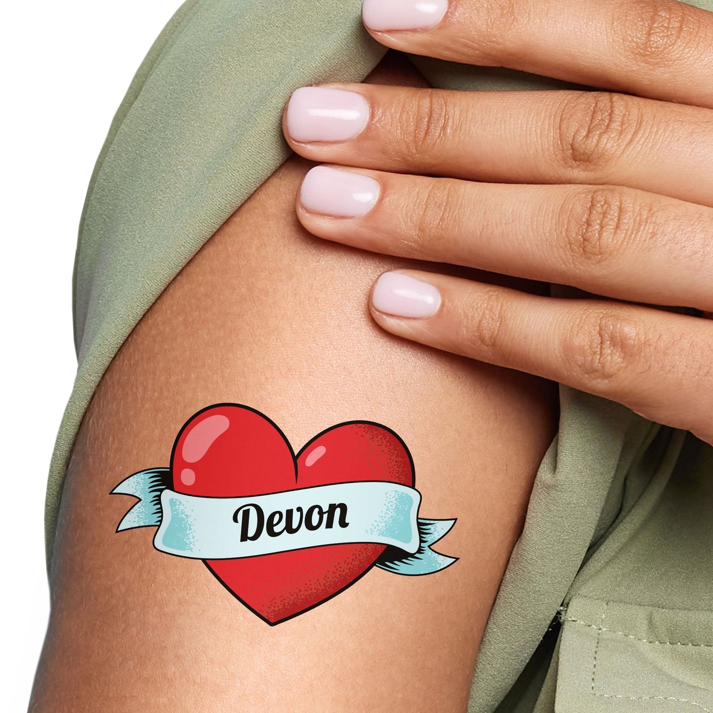 Custom Text Tattoo - Sailor-Style Retro Heart - 12 Ct