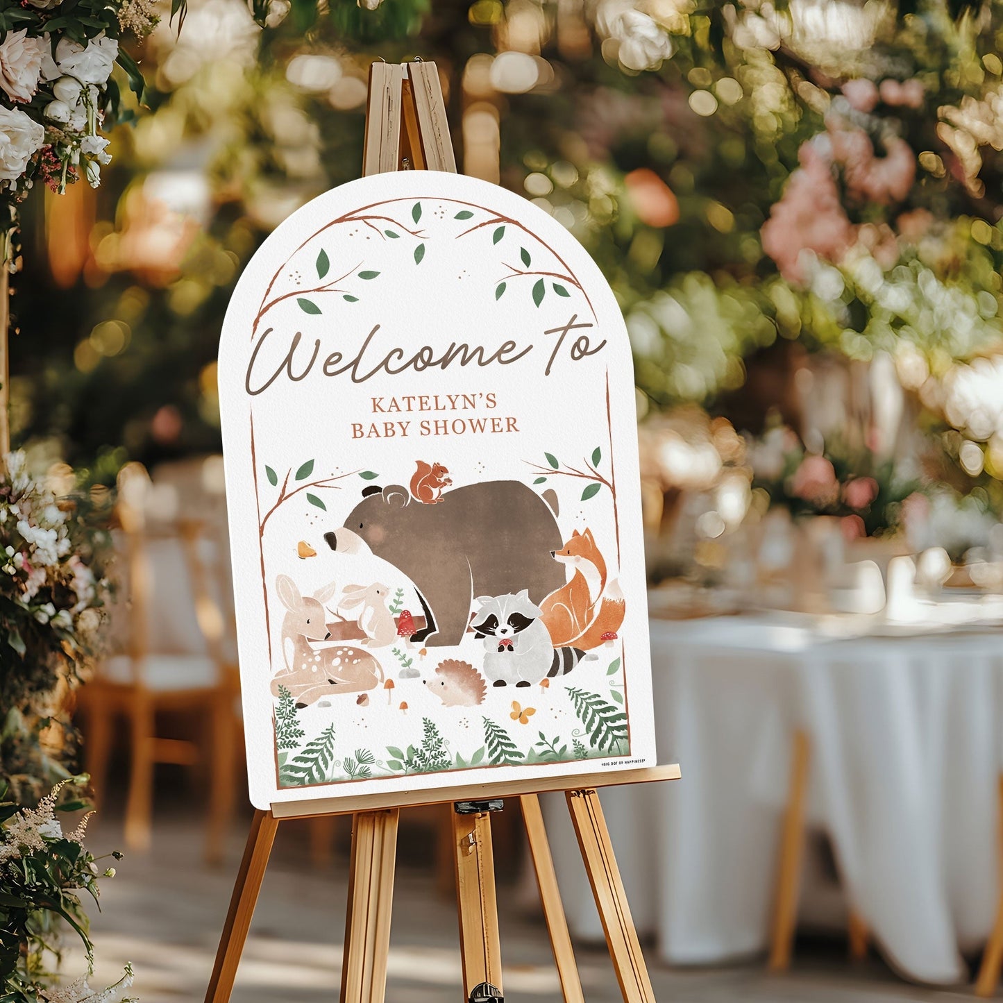 Personalized Text Woodland Animals Welcome Sign (Select Your Size)