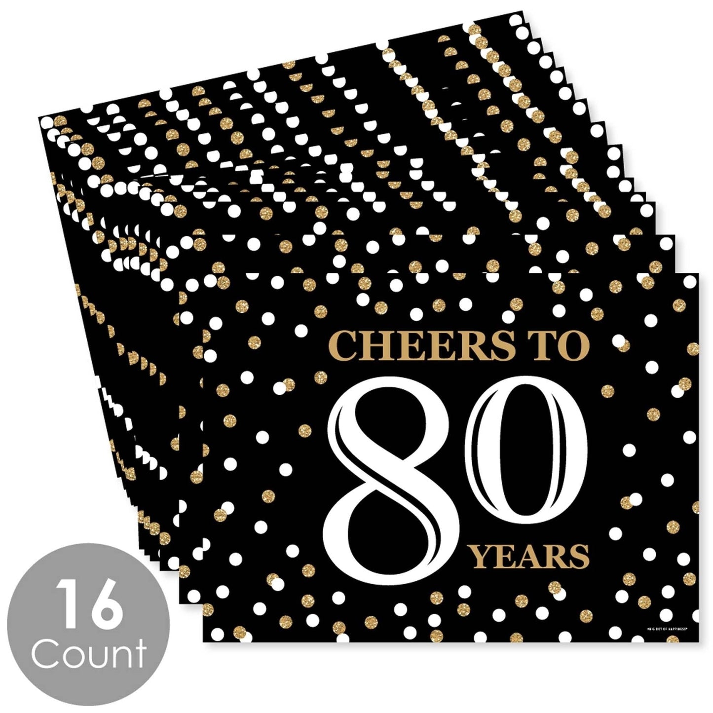 Adult 80th Birthday - Gold - Party Table Decorations - Birthday Party Placemats - Set of 16