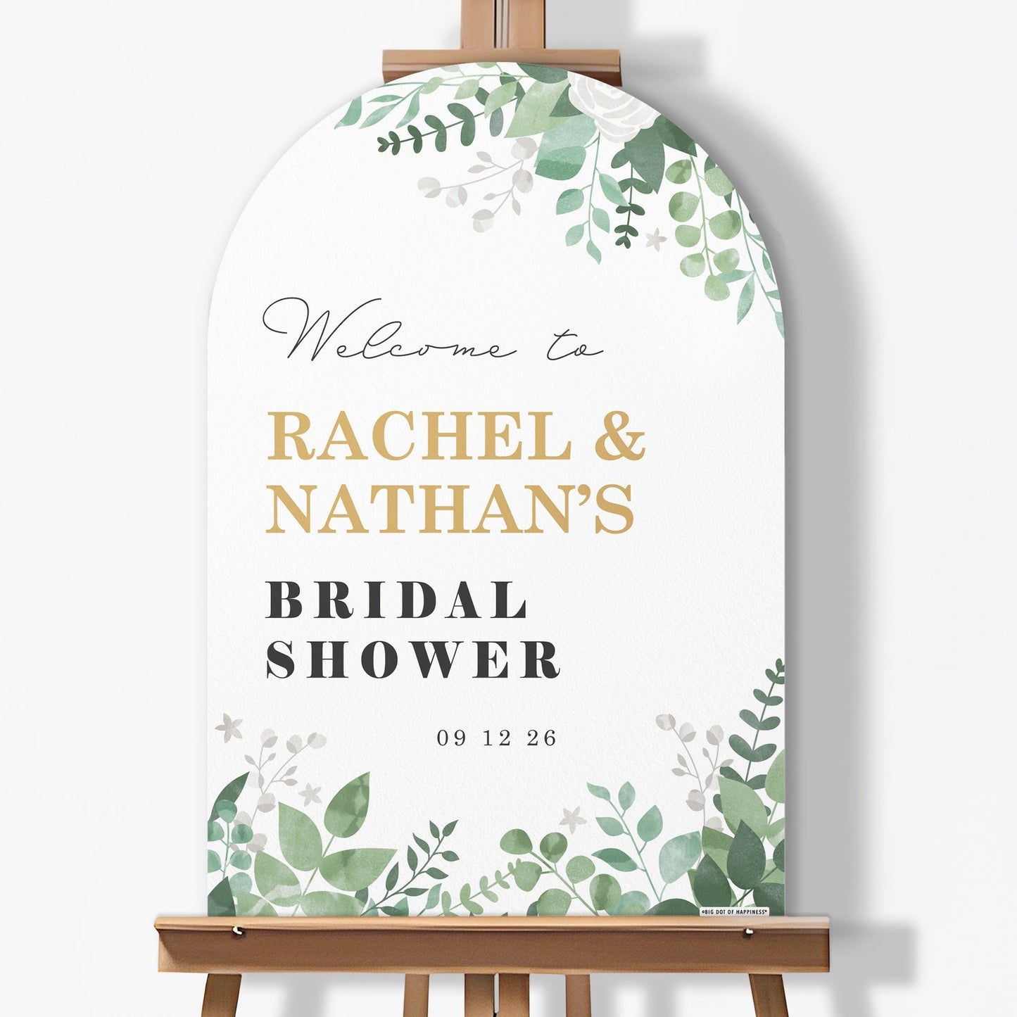 Personalized Text Boho Botanical Bridal Shower Welcome Sign (Select Your Size)