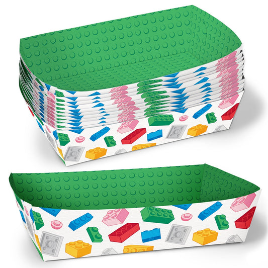 Building Blocks Party Paper Food Trays - 12 Ct