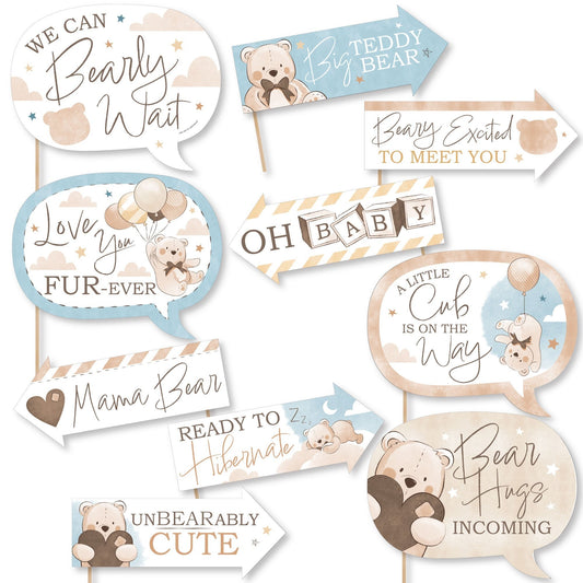 We Can Bearly Wait Funny Photo Props - 10 Ct