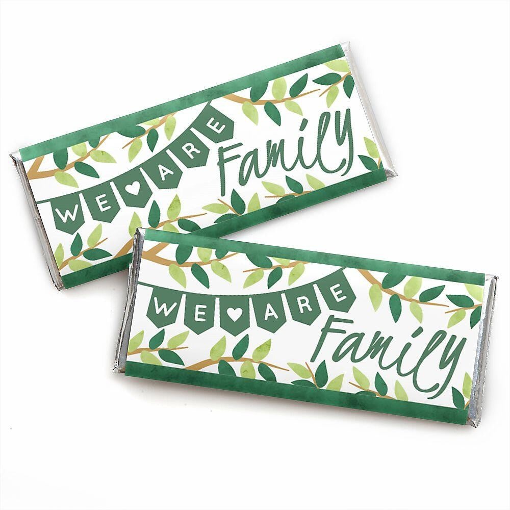 Family Tree Reunion - Candy Bar Wrapper Family Gathering Party Favors - Set of 24