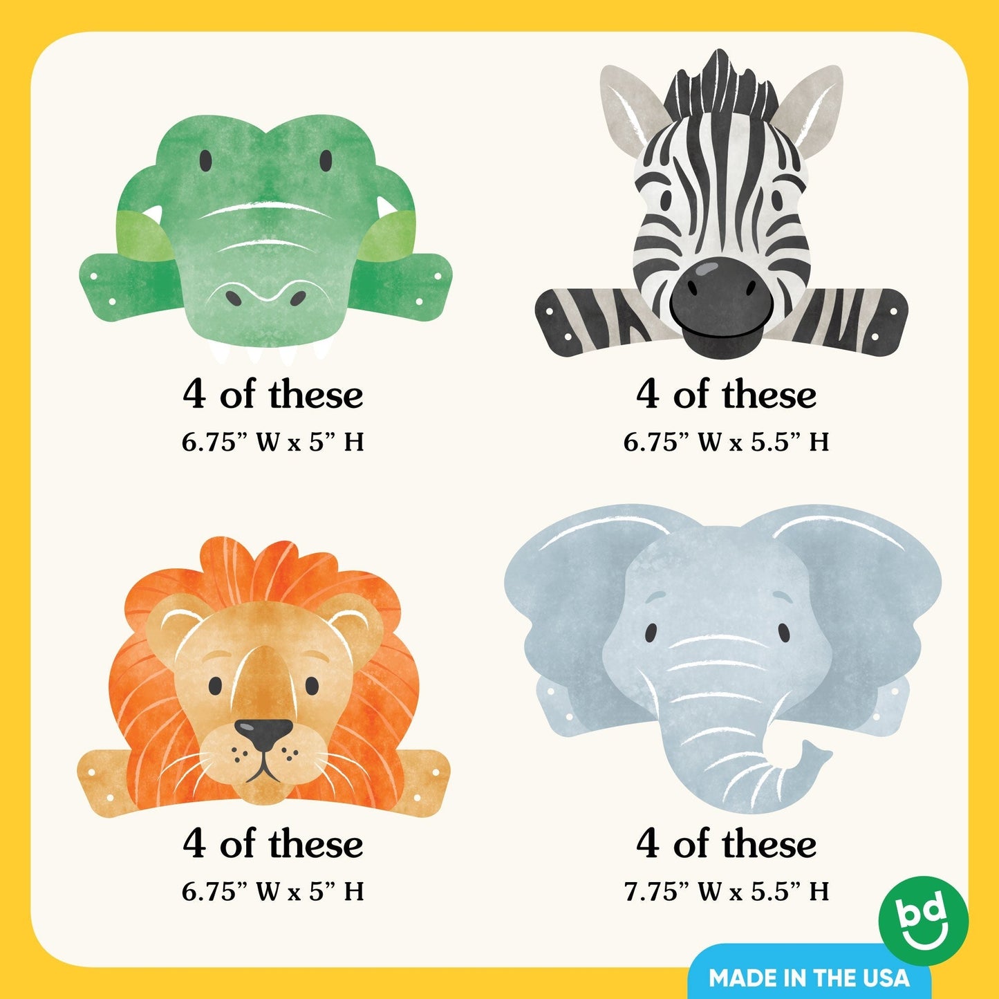 Safari Animals Headbands - 16 Ct