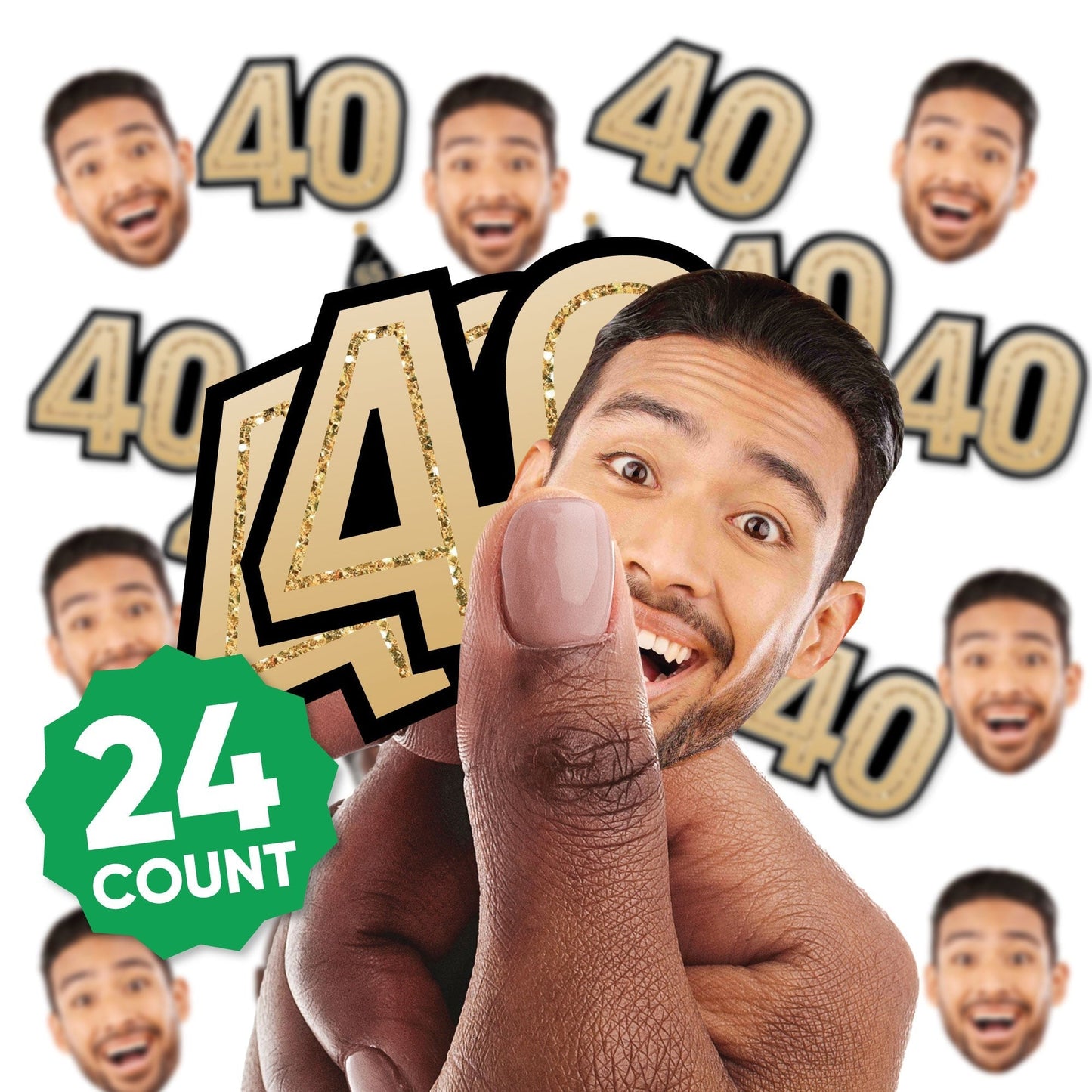 Custom Photo 40th Birthday Cut-Outs - 24 Ct