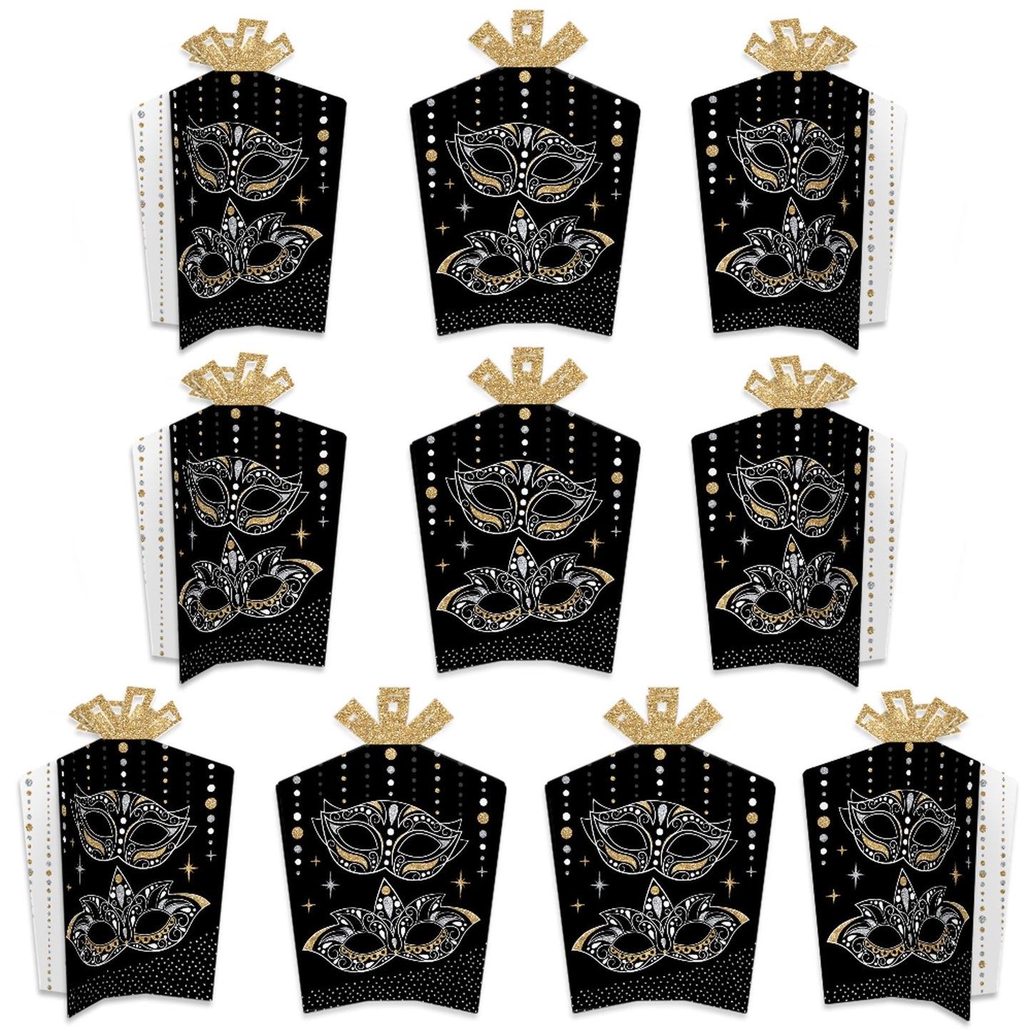 Masquerade - Table Decorations - Venetian Mask Party Fold and Flare Centerpieces - 10 Count