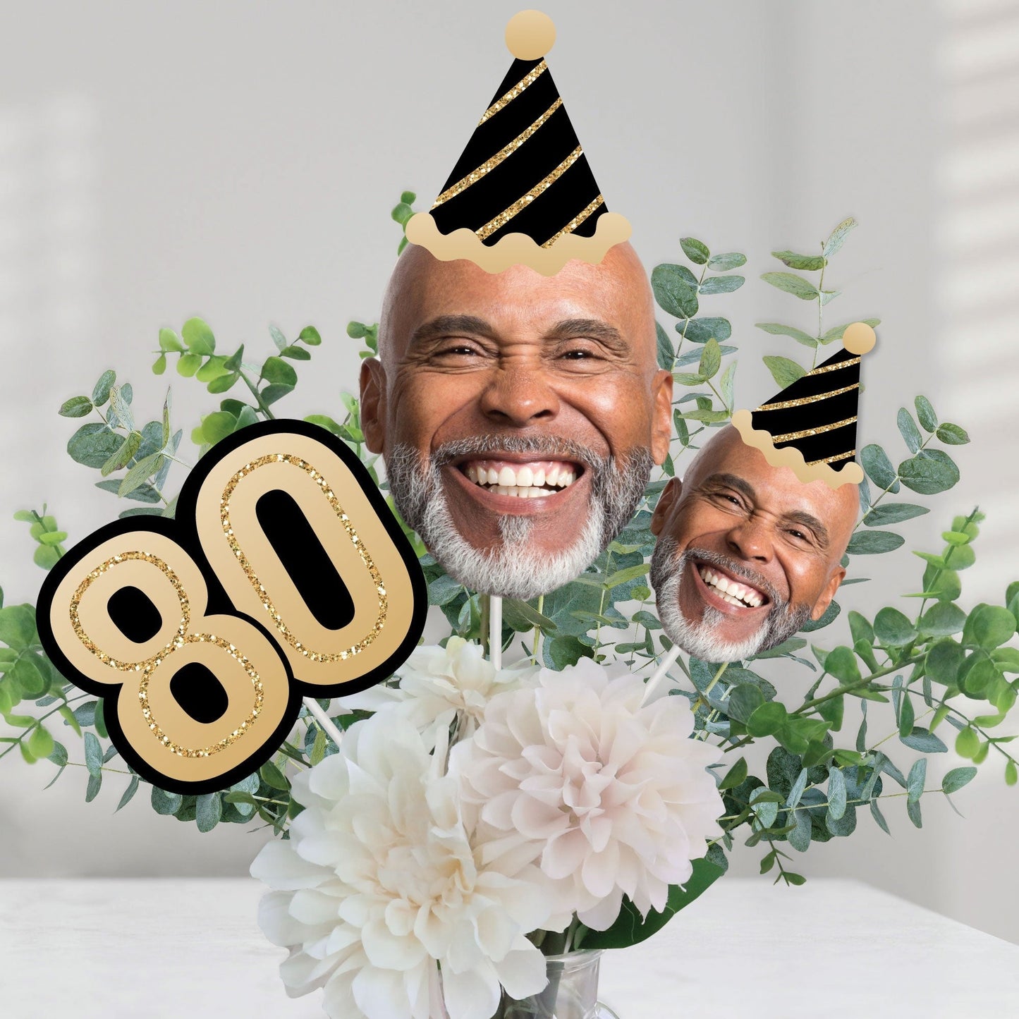 Custom Photo 80th Birthday Table Toppers - 15 Ct