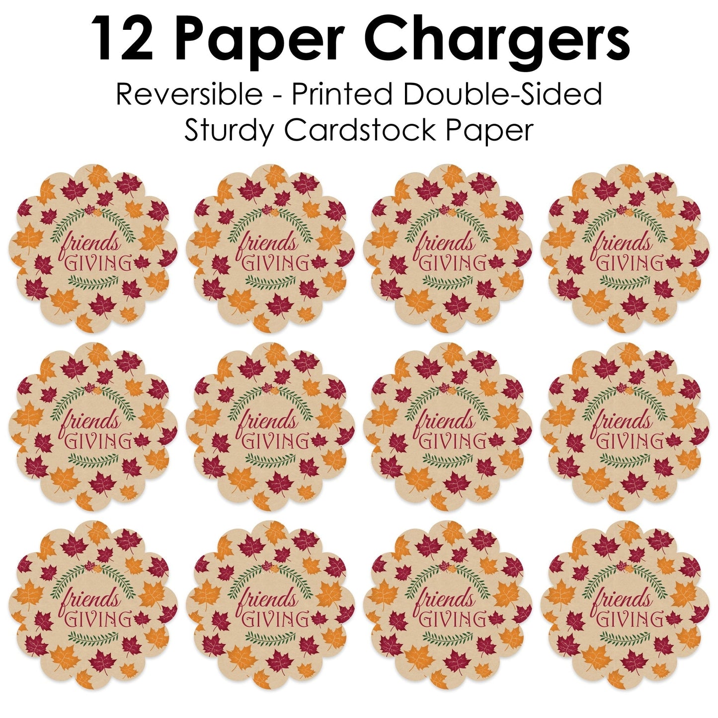 Friends Thanksgiving Feast - Friendsgiving Round Table Decorations - Paper Chargers - Place Setting For 12