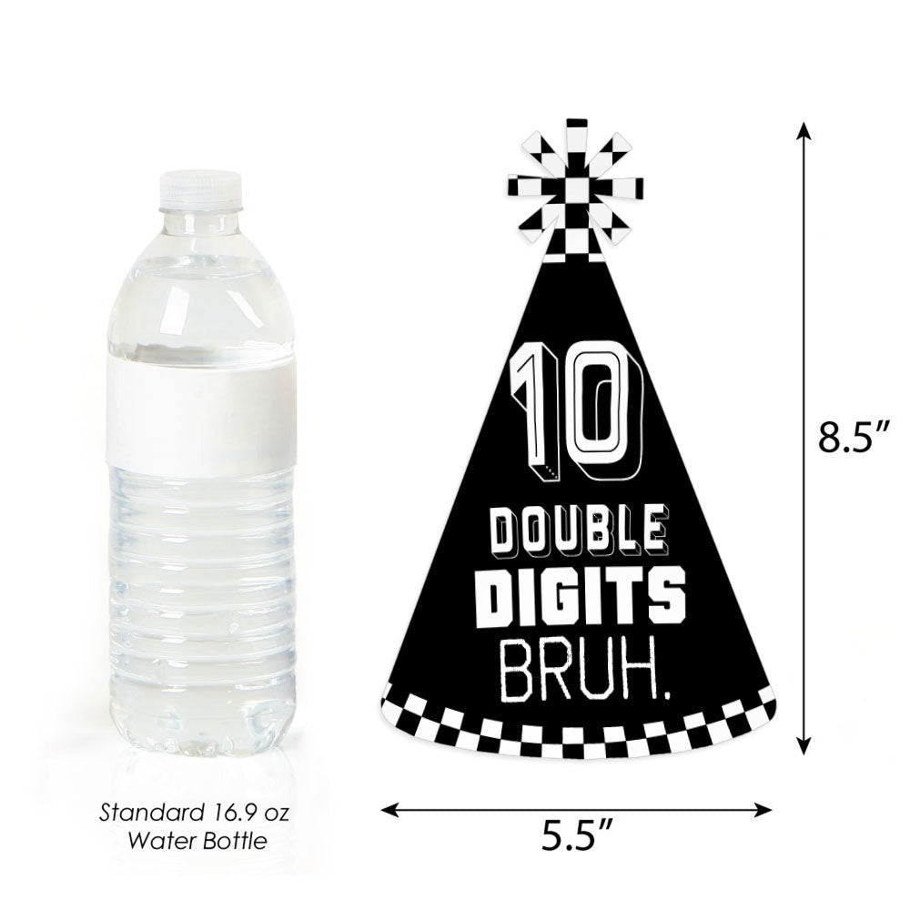10th Birthday Bruh Cone Hat - 8 Ct