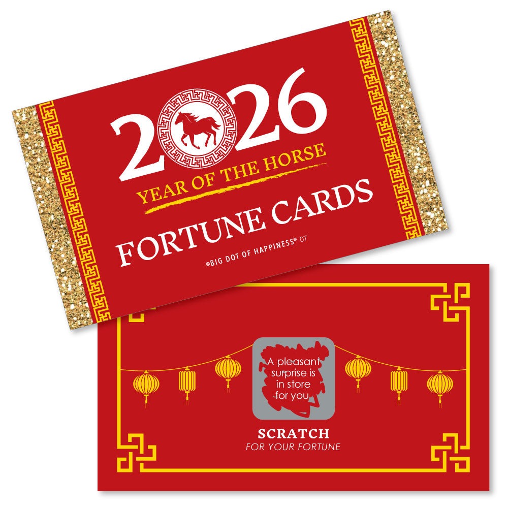 Chinese New Year - 2026 Year of the Horse Game Scratch Off Fortune Cards - 22 Count
