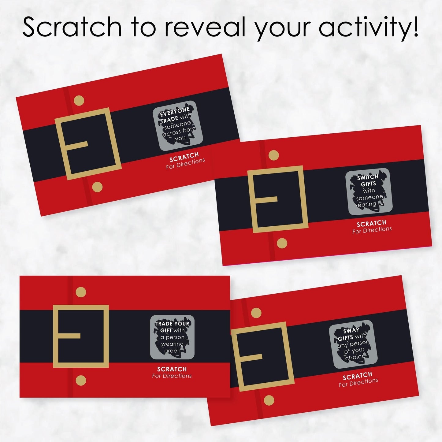 Jolly Santa Claus - Christmas Party White Elephant Gift Exchange Game Scratch Off Cards - 22 Count