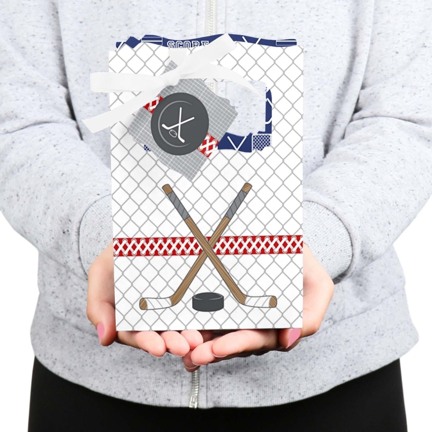 Shoots & Scores! - Hockey - Baby Shower or Birthday Party Favor Boxes - Set of 12